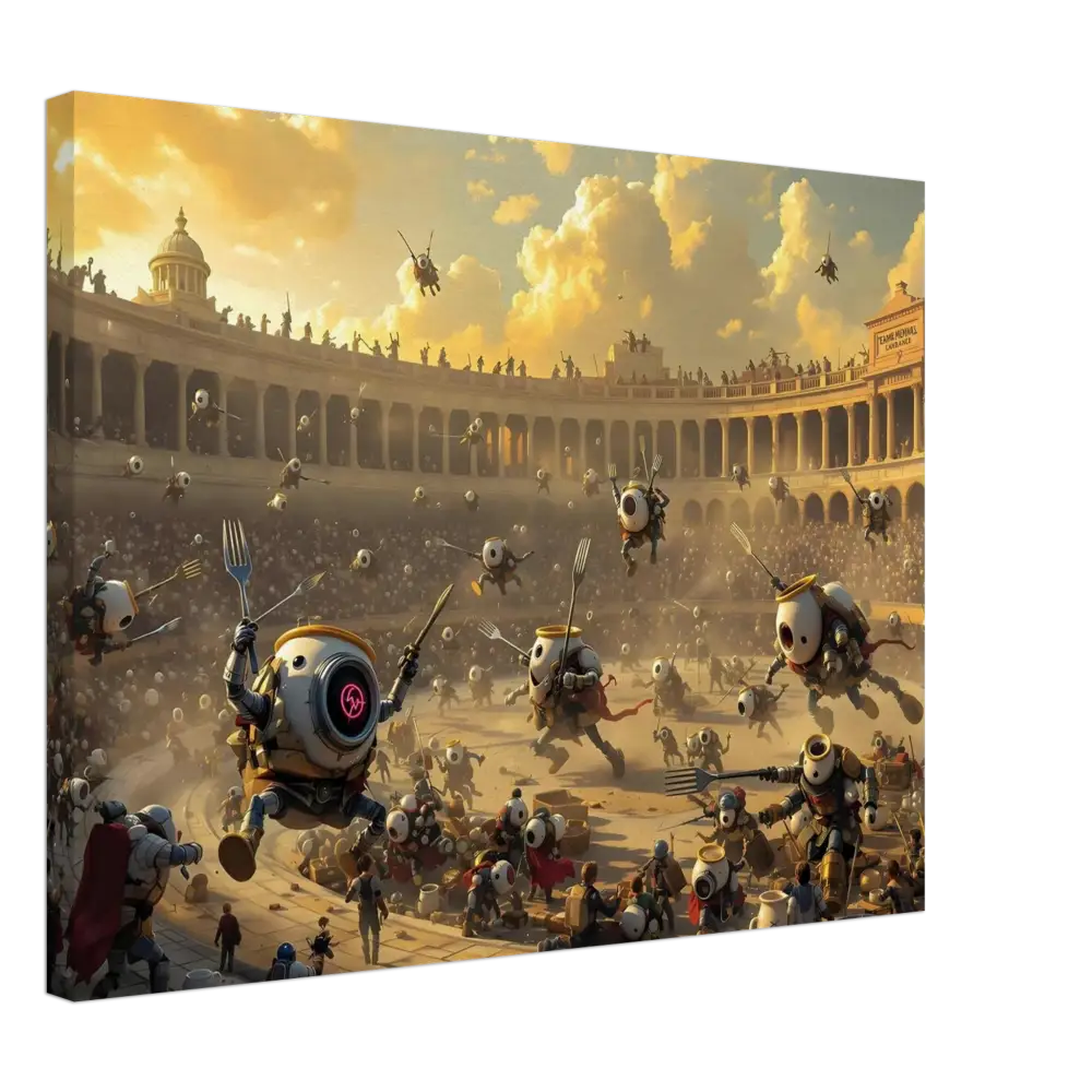 Robotic gladiatorial arena from Canvas Battle of the Breakfast Bots PixiOnyx Brunch Arena Wrap