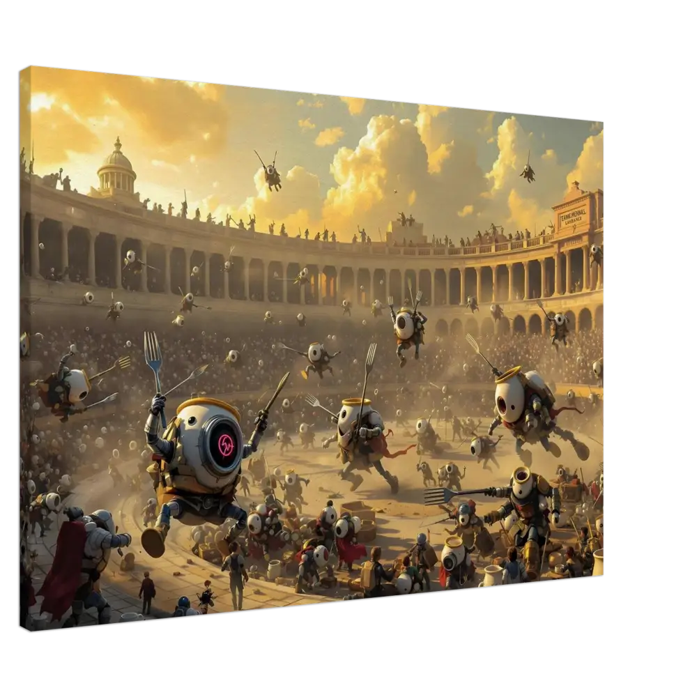 Robotic gladiatorial arena from Canvas Battle of the Breakfast Bots PixiOnyx Brunch Arena Wrap