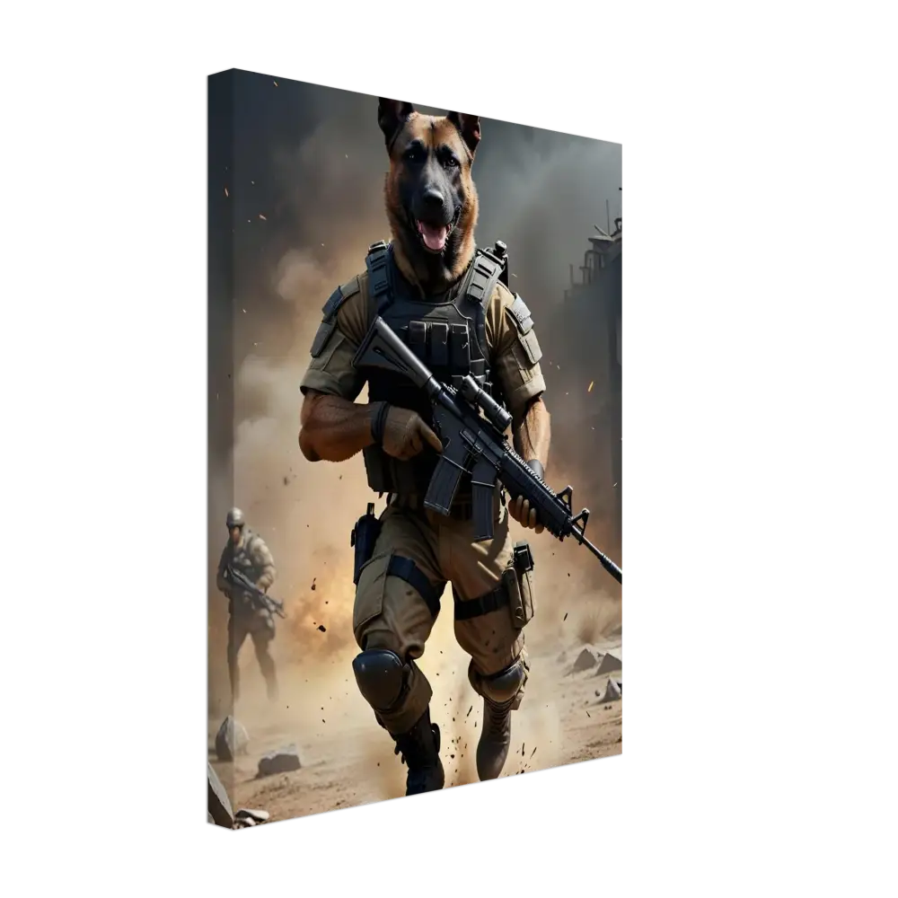 Canvas print of a dog soldier from PixiOnyx Urban Warrior Battlehound Vanguard
