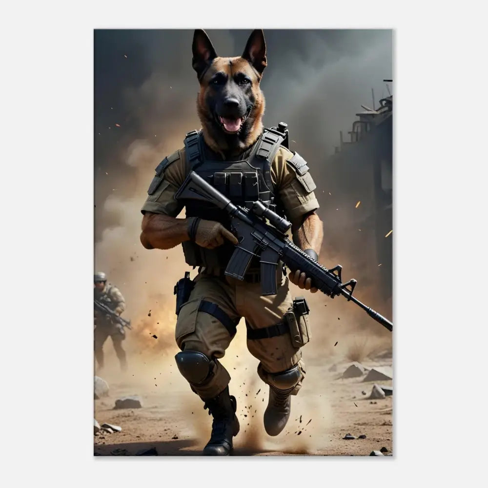 Anthropomorphic German Shepherd soldier from Canvas Battlehound Vanguard PixiOnyx Urban Warrior