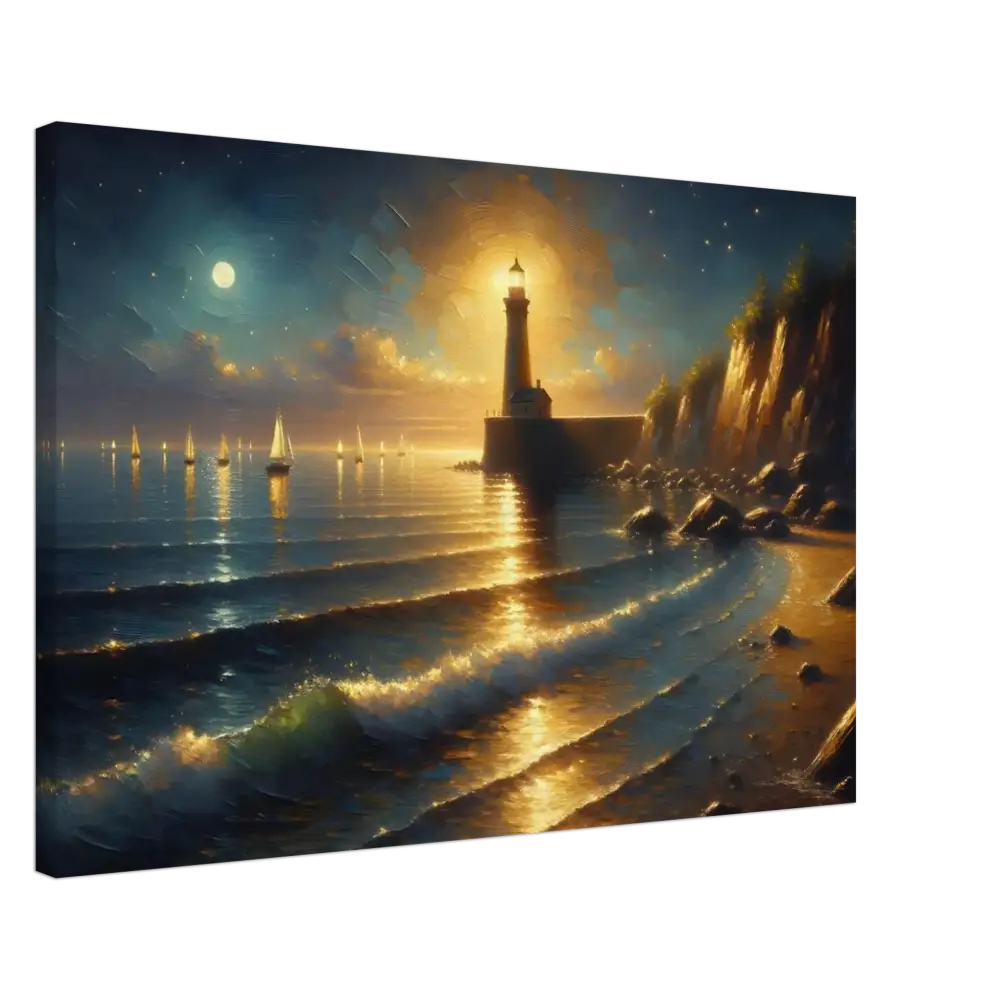 Coastal lighthouse painting on canvas from PixiOnyx Painterly Dreamscape series