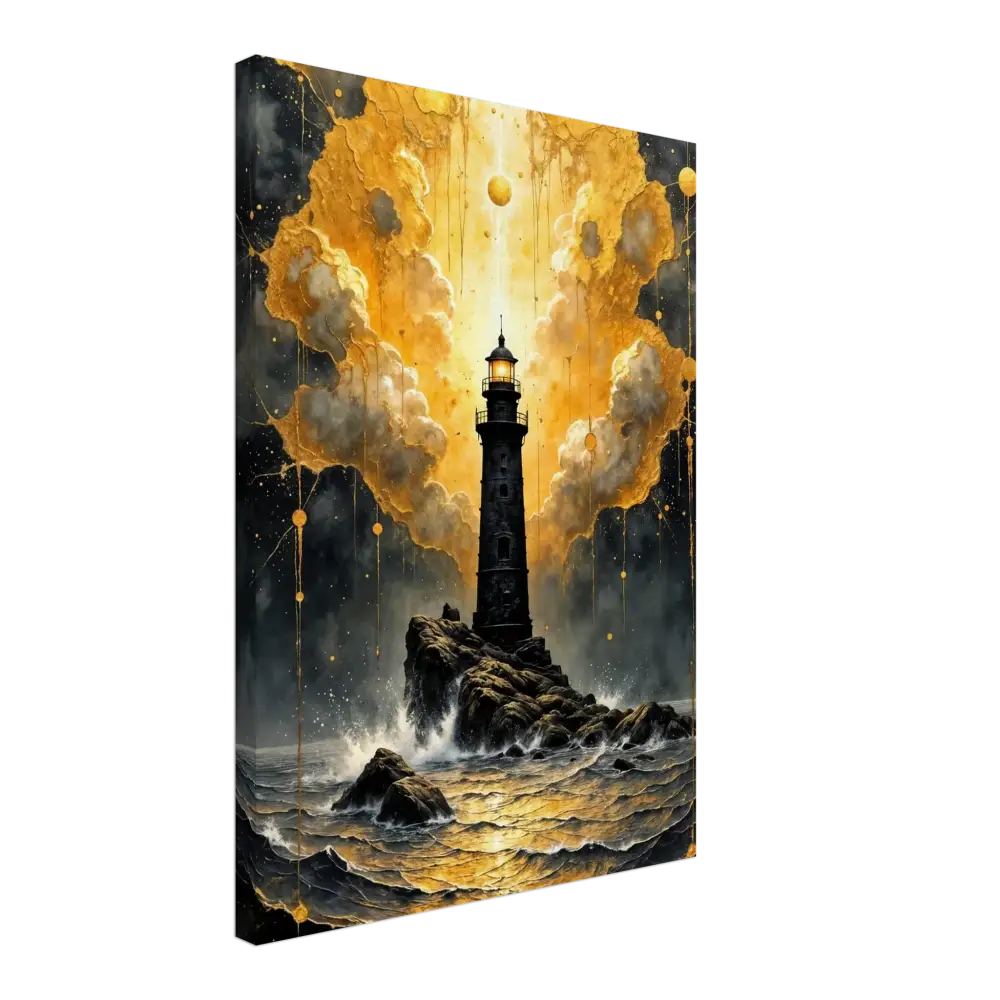 Storm-charged beacon emerges on gallery-wrapped canvas captures divine stormy lighthouse scene