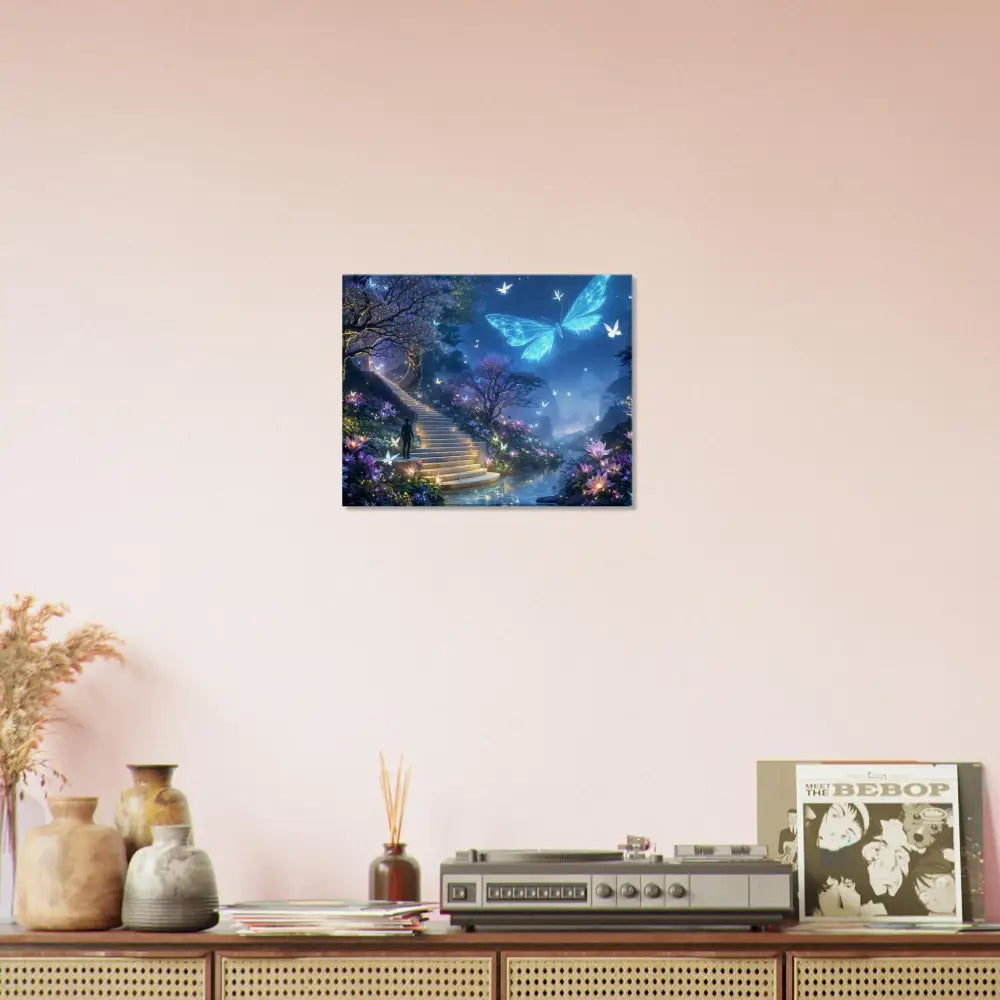 Fantasy butterfly staircase artwork on Canvas Biolumina The Valley Beyond PixiOnyx Fantasy Landscape
