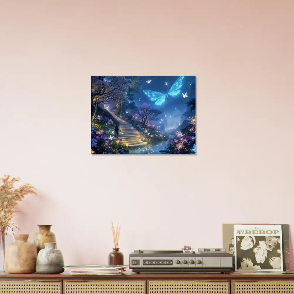 Fantasy butterfly staircase artwork on Canvas Biolumina The Valley Beyond PixiOnyx Fantasy Landscape