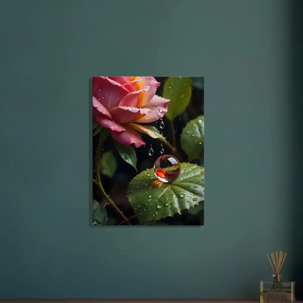 Rose and marble with water droplets on PixiOnyx Canvas Blush Reverie botanical product