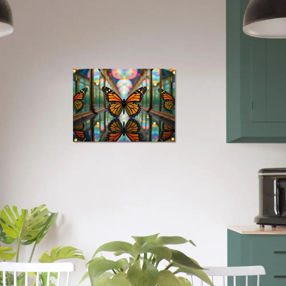 Butterfly-themed wall art displayed on the Canvas PixiOnyx Kaleidoscopic Nature Wrap