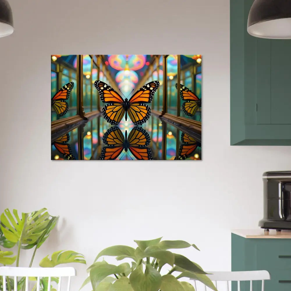 Butterfly art print on Kaleidoscopic Nature Wrap Canvas by PixiOnyx for vibrant home decor