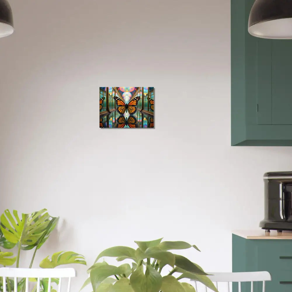 Butterfly stained glass art displayed on Canvas Butterfly Reflections PixiOnyx Wrap
