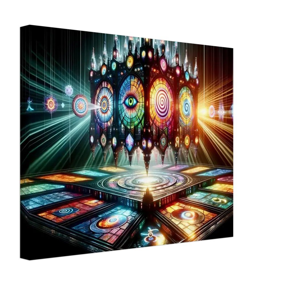 Ornate stained-glass temple from Canvas – Cathedral of the Mind’s Eye PixiOnyx Stained Light Display