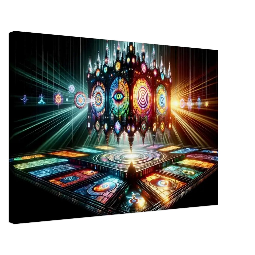 Ornate stained-glass temple featured in Canvas Cathedral of the Mind’s Eye PixiOnyx display