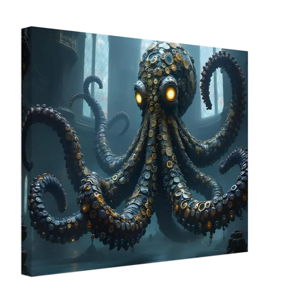 Steampunk-style octopus sculpture displayed on Canvas – Clocktopus PixiOnyx Dreamcore Deep Sea Wrap