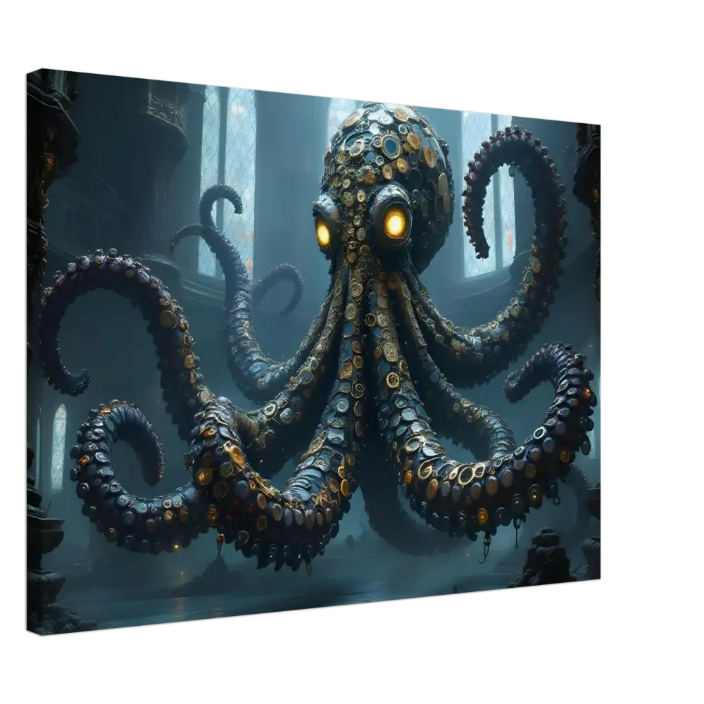 Steampunk-style octopus with glowing eyes from Canvas Clocktopus PixiOnyx Dreamcore Deep Sea Wrap