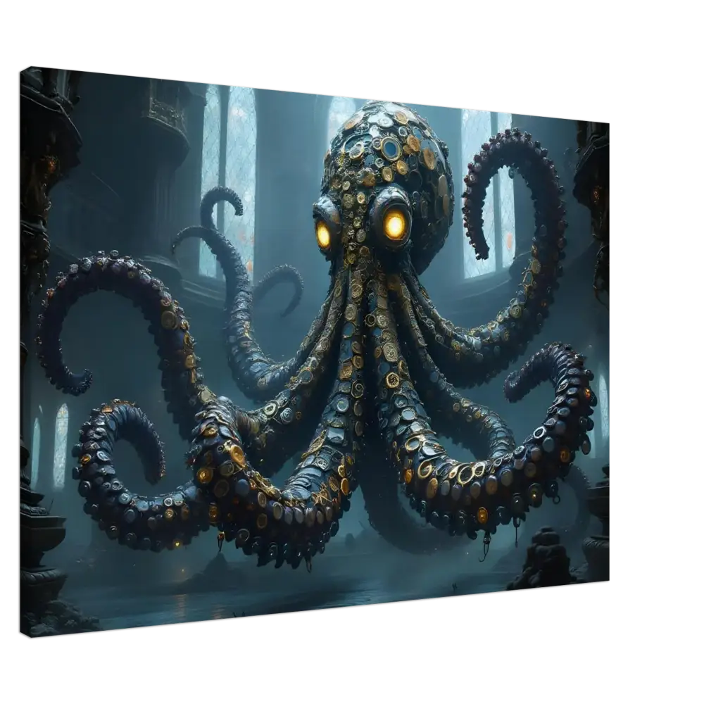 Steampunk octopus with glowing eyes on Canvas Clocktopus PixiOnyx Dreamcore Deep Sea Wrap