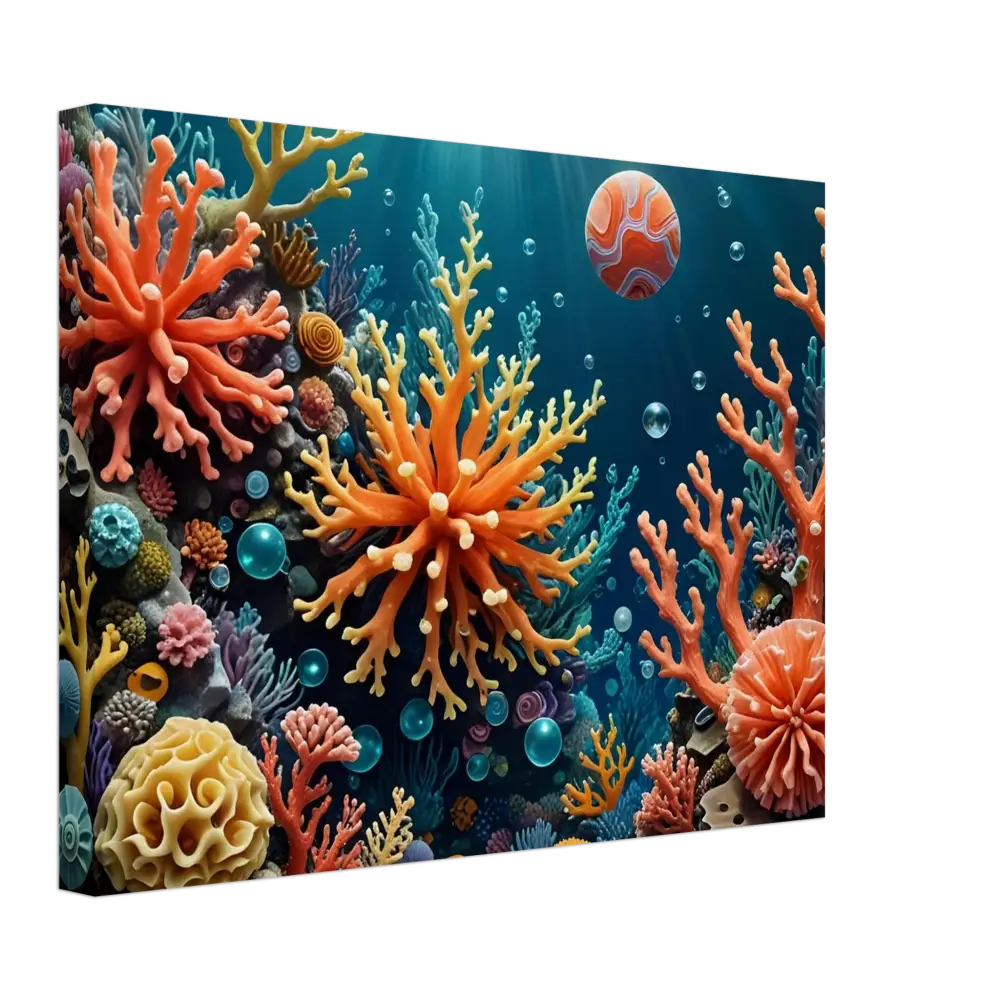 Vibrant coral reef ecosystem artwork on Canvas – Coral Reverie by PixiOnyx Undersea Dreamscape