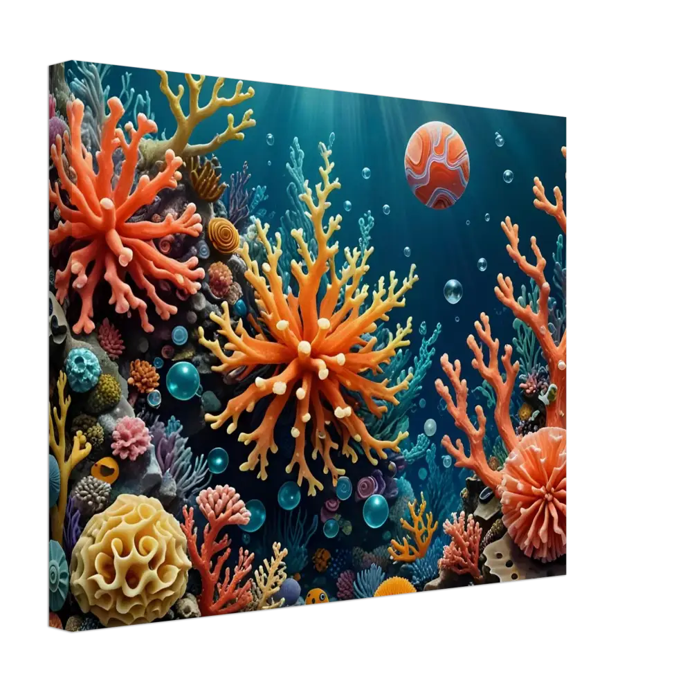 Vibrant coral reef canvas art from PixiOnyx Coral Reverie Undersea Dreamscape collection