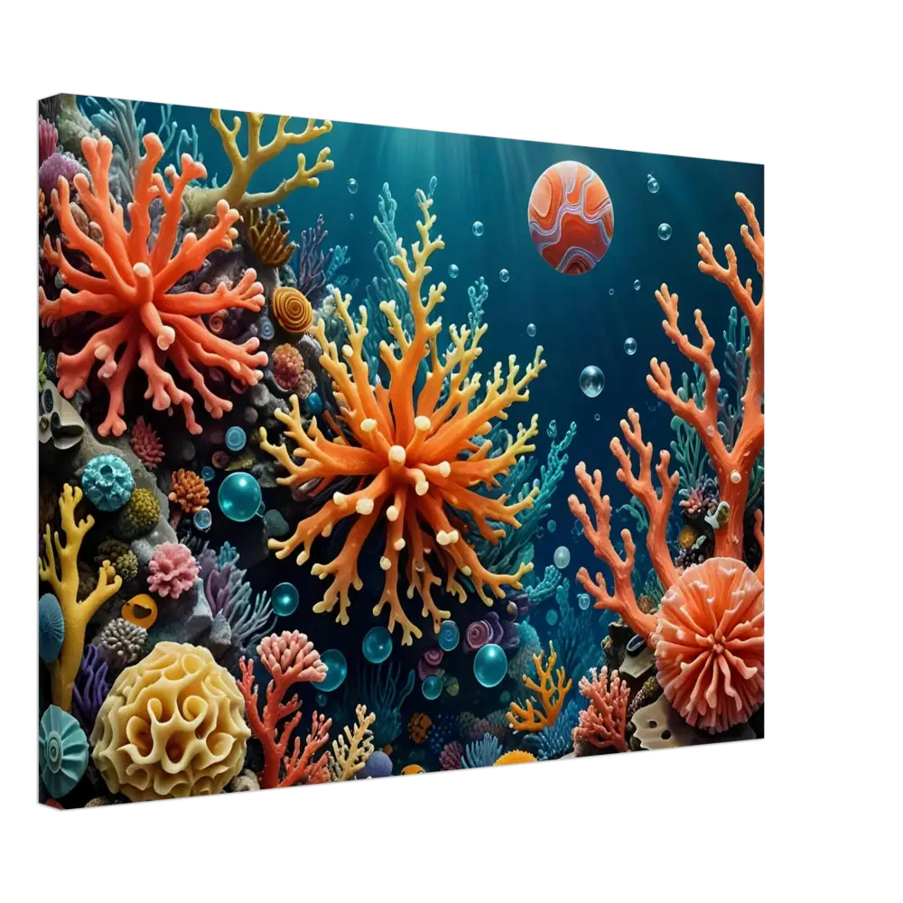Vibrant coral reef ecosystem image for Canvas Coral Reverie PixiOnyx Undersea Dreamscape