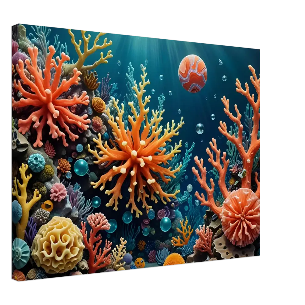 Vibrant coral reef canvas art from PixiOnyx Coral Reverie Undersea Dreamscape collection