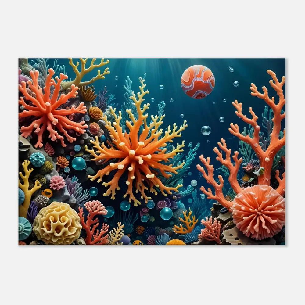 Vibrant coral reef ecosystem illustration on Canvas Coral Reverie PixiOnyx Undersea Dreamscape