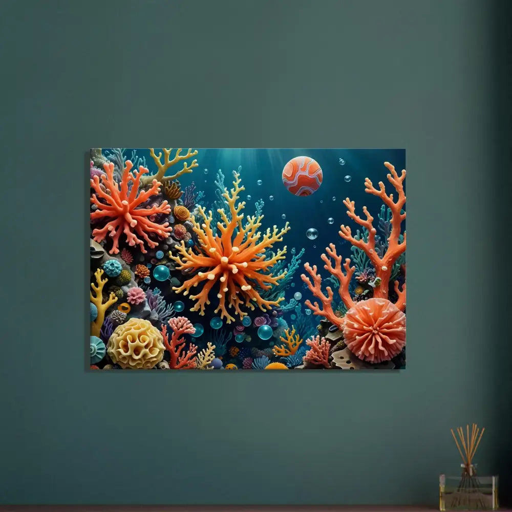Vibrant coral reef artwork on Canvas Coral Reverie PixiOnyx Undersea Dreamscape