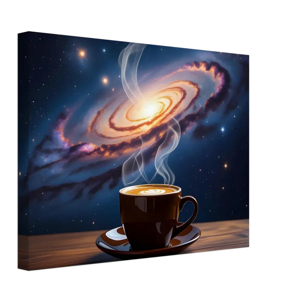 Steaming coffee cup on Canvas Cosmic Brew PixiOnyx Dreamscape Canvas art