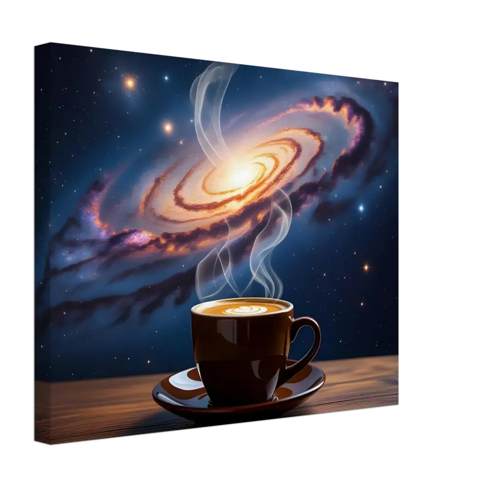 Steaming coffee cup from Canvas Cosmic Brew PixiOnyx Dreamscape Canvas artwork