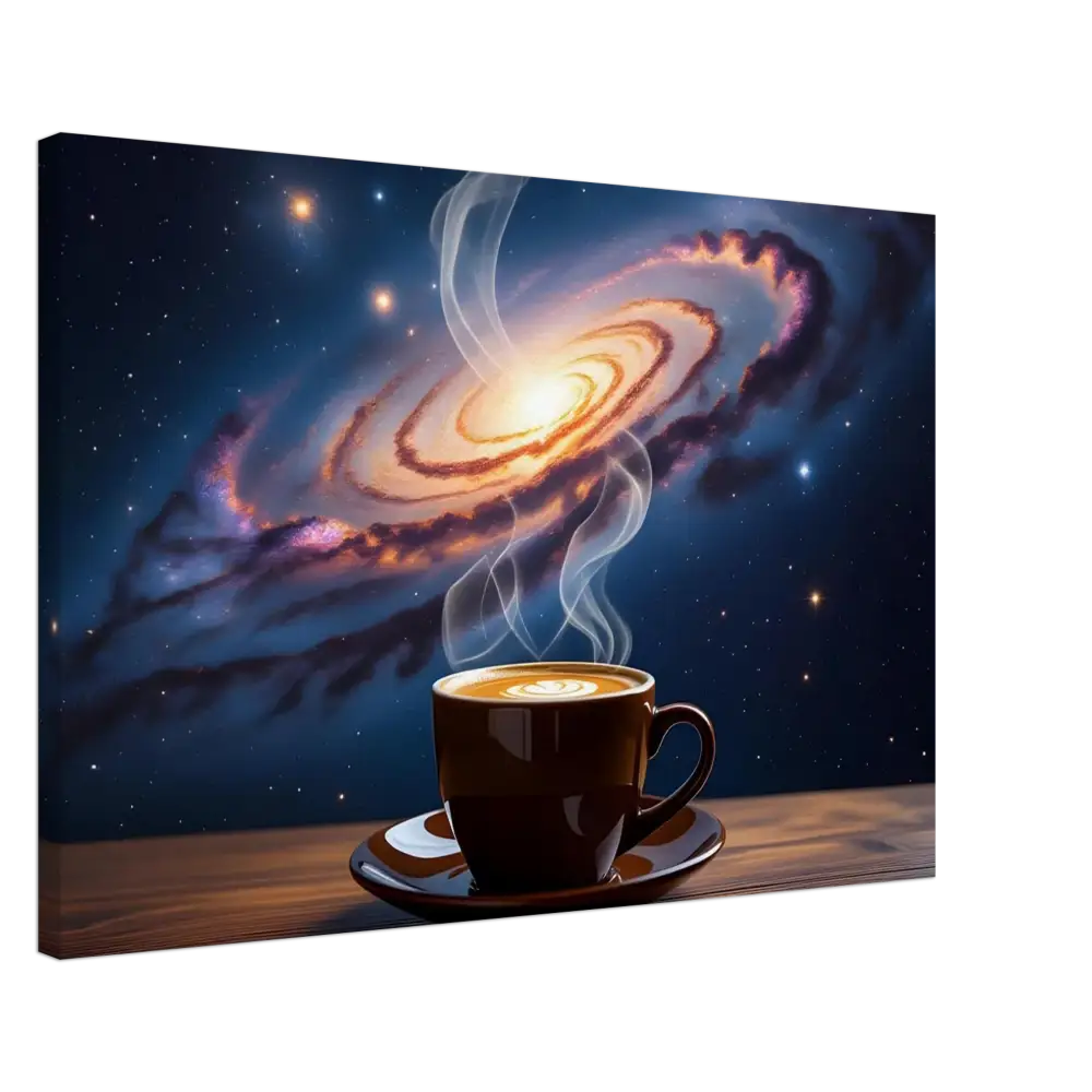 Steaming coffee cup from Canvas Cosmic Brew PixiOnyx Dreamscape Canvas art print