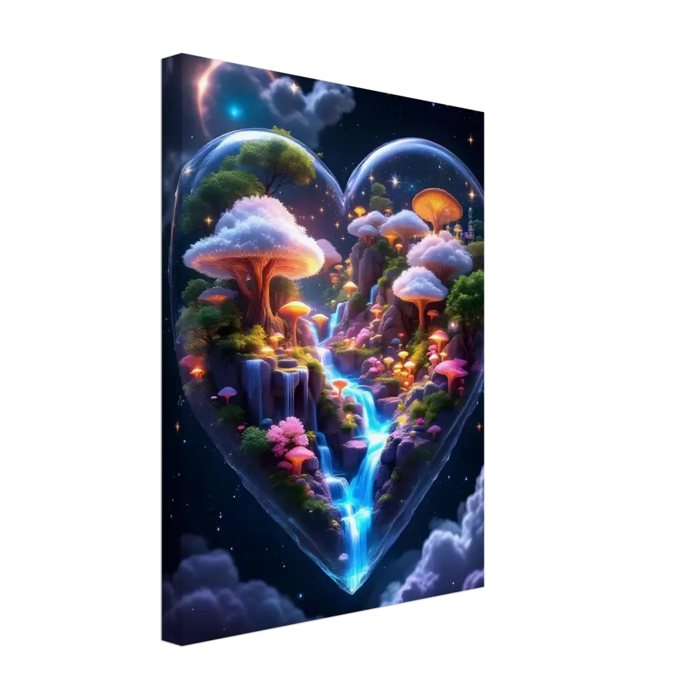 Heart-shaped fantasy landscape on Canvas Cosmic Heart PixiOnyx Soft Dreamscape Edition