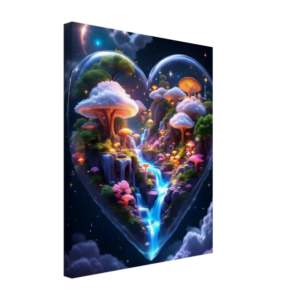 Heart-shaped fantasy landscape artwork on Canvas Cosmic Heart PixiOnyx Soft Dreamscape Edition