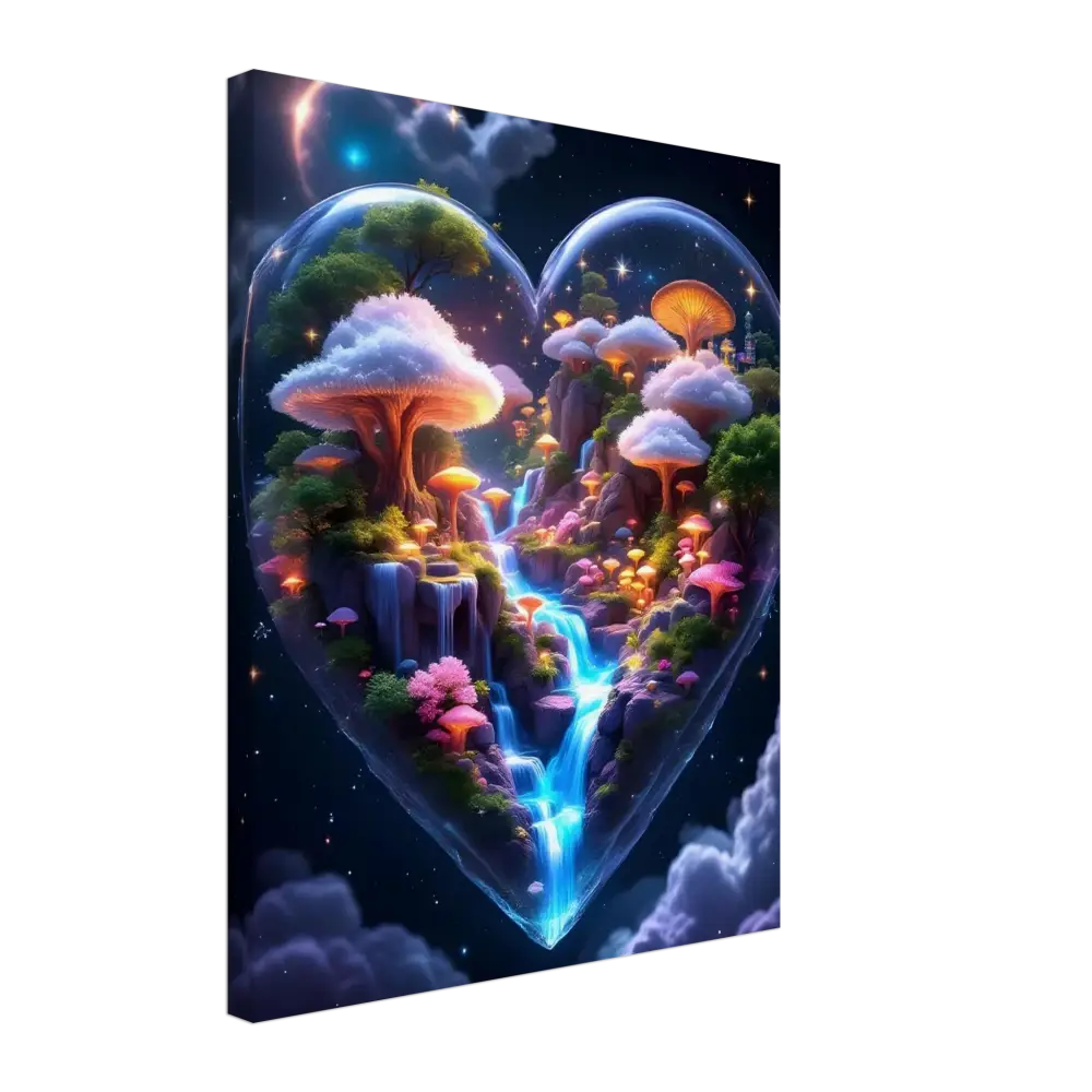 Heart-shaped fantasy landscape artwork on Canvas Cosmic Heart PixiOnyx Soft Dreamscape Edition