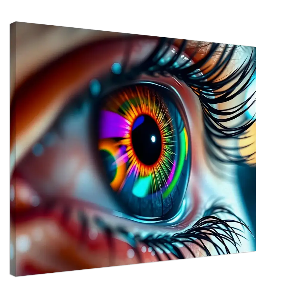 Colorful detailed eye artwork from Canvas – Cosmic Iris Portal of Vision PixiOnyx Dreamscape Canvas