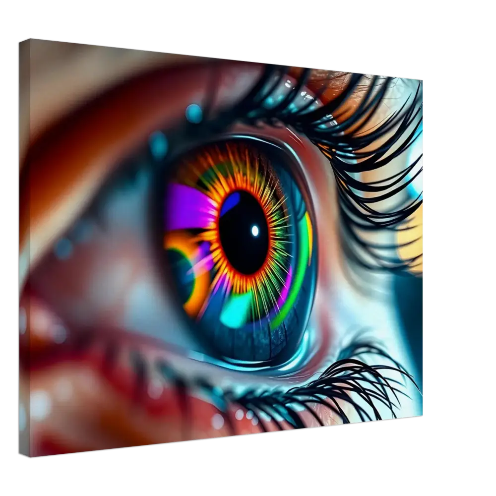 Colorful stylized eye artwork on Canvas Cosmic Iris Portal of Vision PixiOnyx Dreamscape