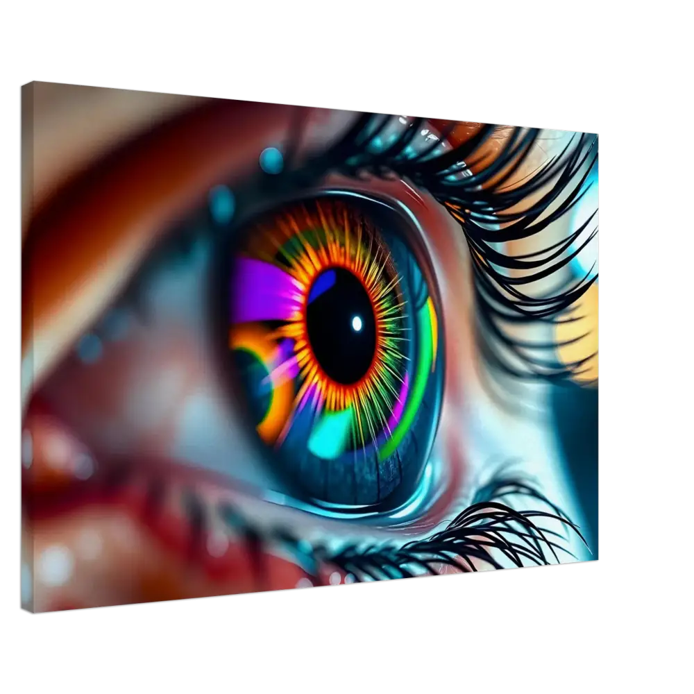 Colorful stylized eye artwork on Canvas Cosmic Iris Portal of Vision PixiOnyx Dreamscape