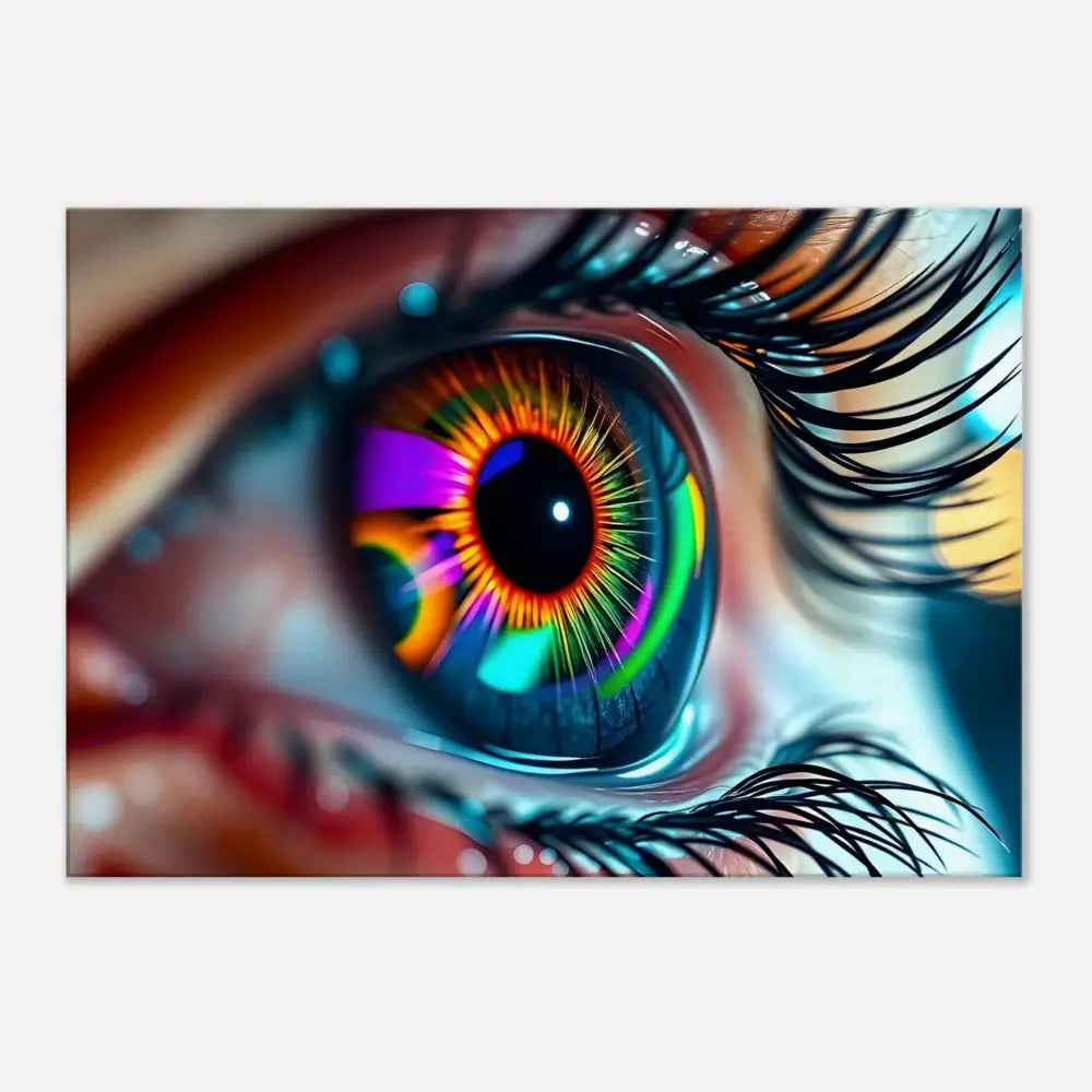 Rainbow-colored human eye from Canvas – Cosmic Iris Portal of Vision PixiOnyx Dreamscape Canvas
