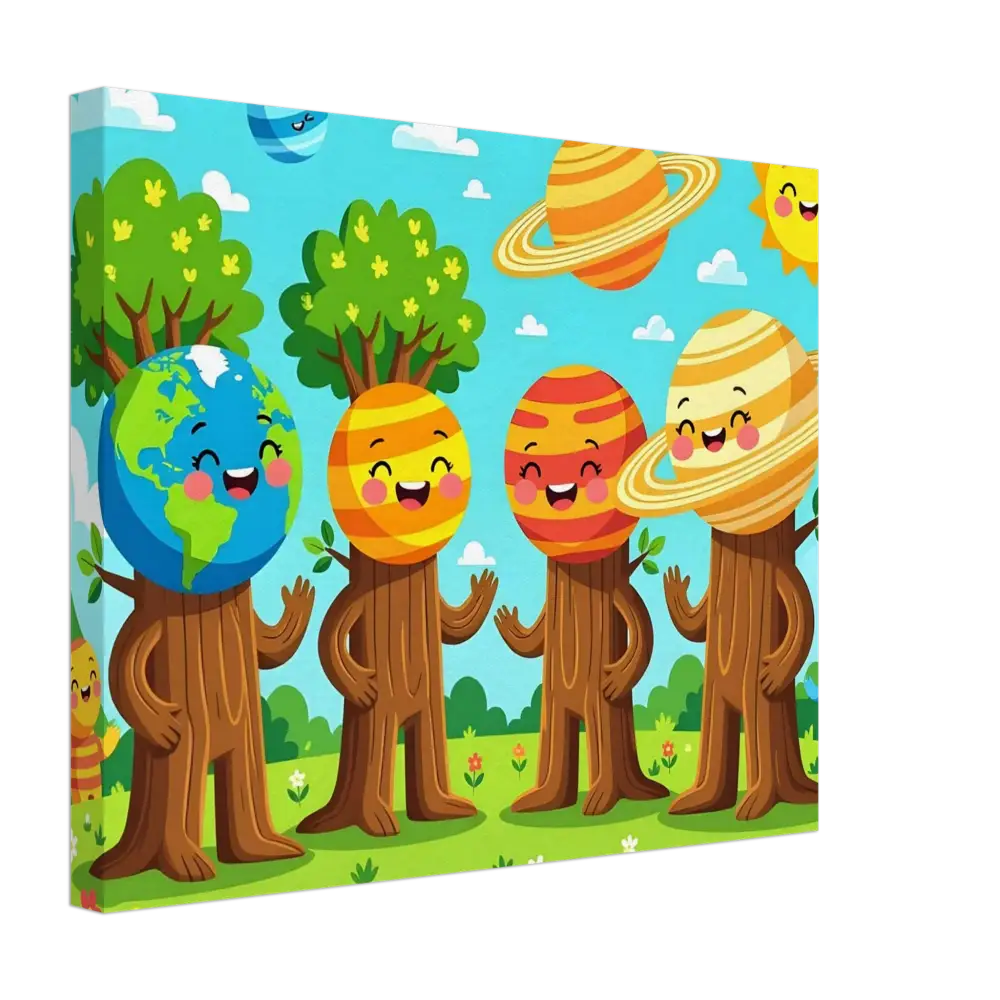 Colorful Cartoon Planet and Tree Characters from Canvas Cosmic Tree Friends by PixiOnyx