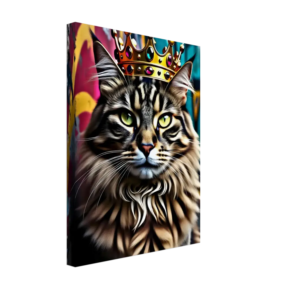 Majestic cat wearing a jeweled crown from Canvas Crown Meowjesty PixiOnyx Graffiti art