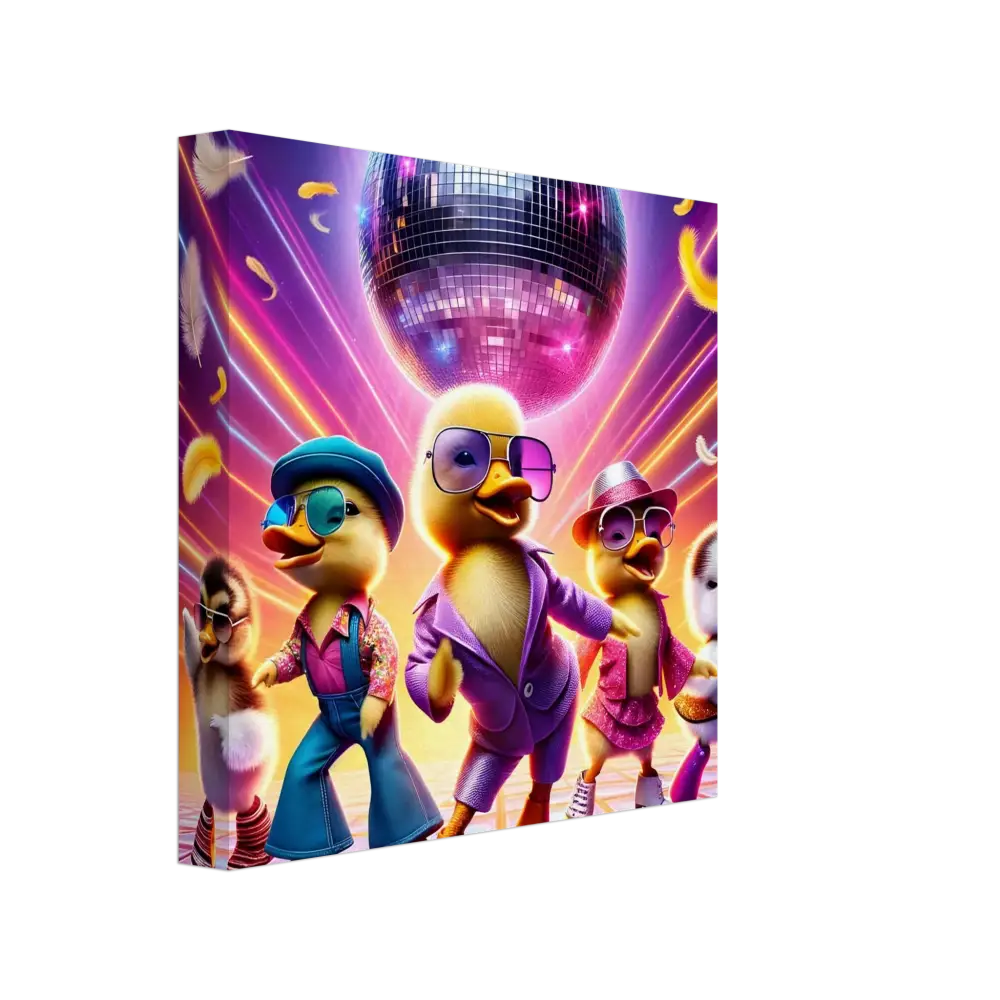 Disco duck cartoon canvas art for PixiOnyx Retro Absurdist Display product