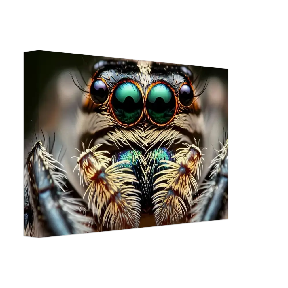 Close-up of a jumping spider’s face on Canvas Eight-Eyed Watcher PixiOnyx Nature Obscura