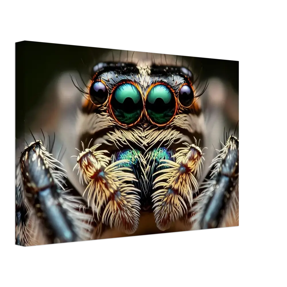 Detailed jumping spider face on Canvas Eight-Eyed Watcher PixiOnyx Nature Obscura