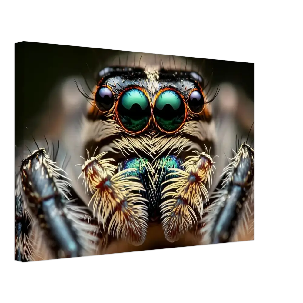 Detailed jumping spider face on Canvas Eight-Eyed Watcher PixiOnyx Nature Obscura
