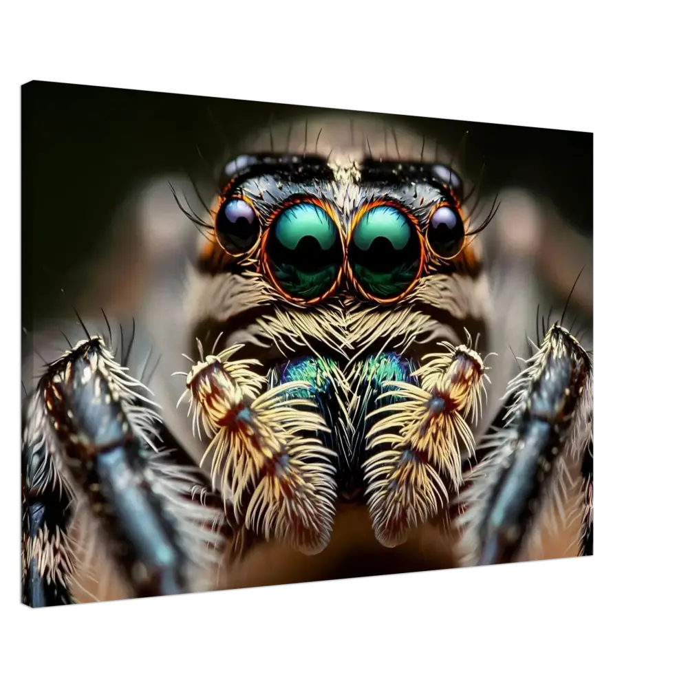 Close-up of a jumping spider’s face on Canvas Eight-Eyed Watcher PixiOnyx Nature Obscura