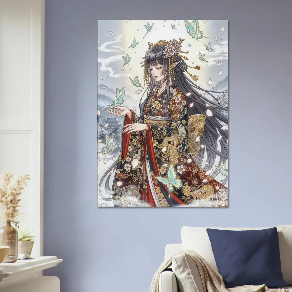 Ethereal Kimono Maiden canvas print on hand-stretched poly-cotton blend with solid wood frame