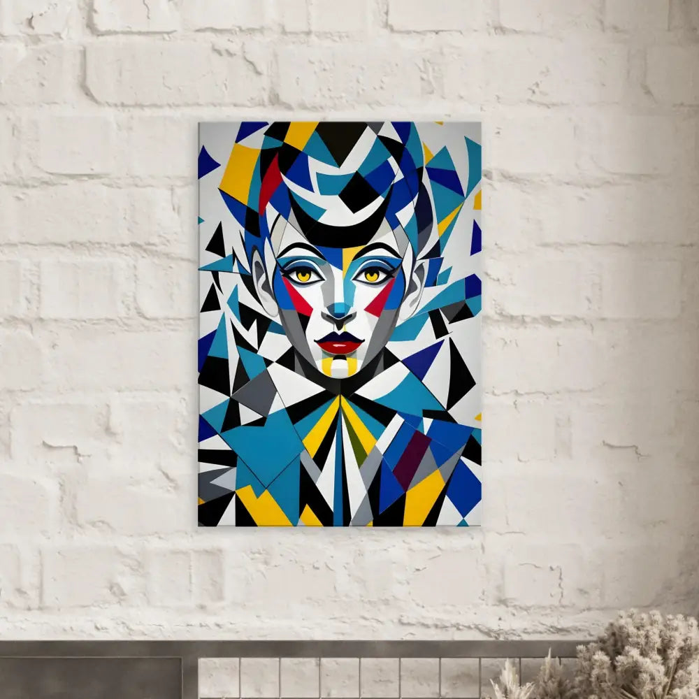 Abstract geometric portrait on PixiOnyx Dreamscape Canvas titled Fragmented Muse