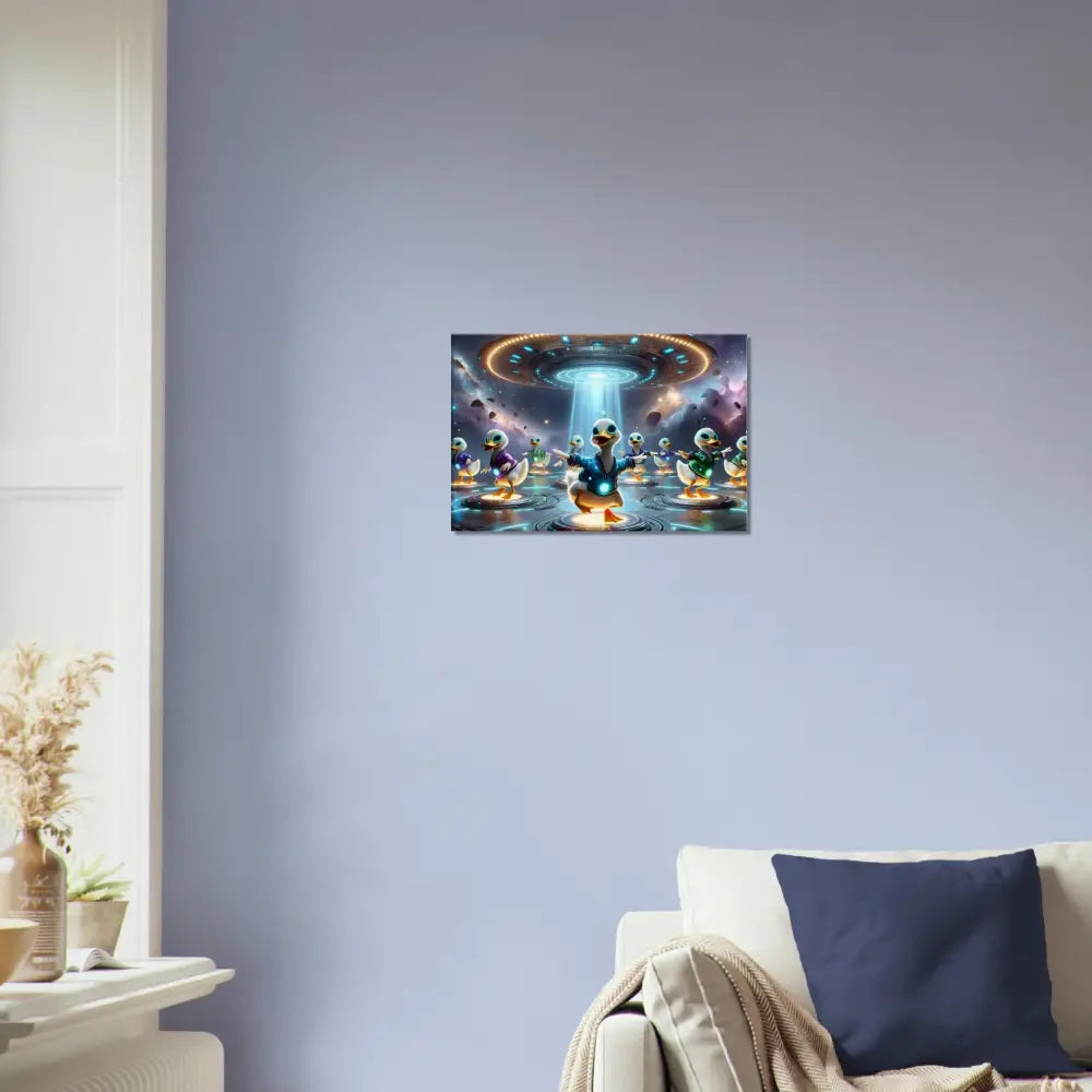 Framed Alien Duck Artwork on Canvas for Galactic Dance Crew PixiOnyx Astral Groove Scene