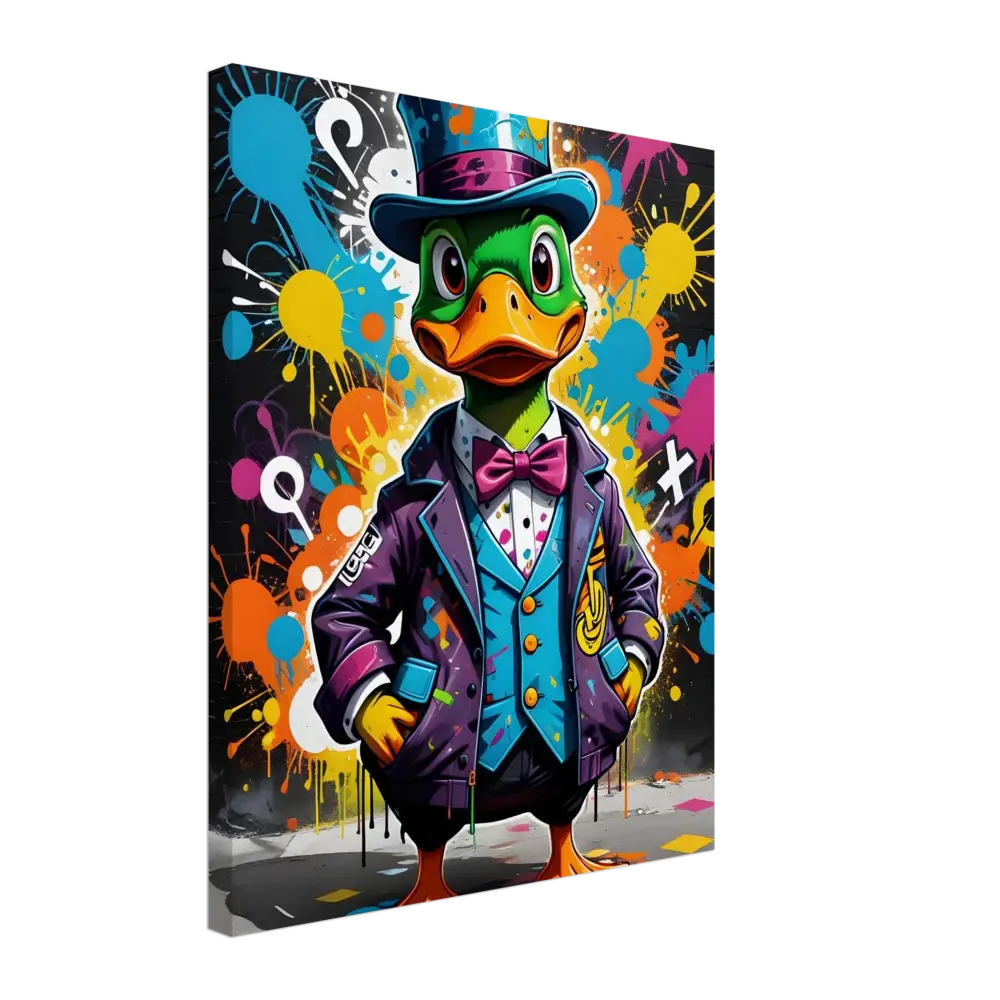 Cartoon duck in a suit and top hat from Canvas Gangster Duck Swagger PixiOnyx Urban Dreamscape