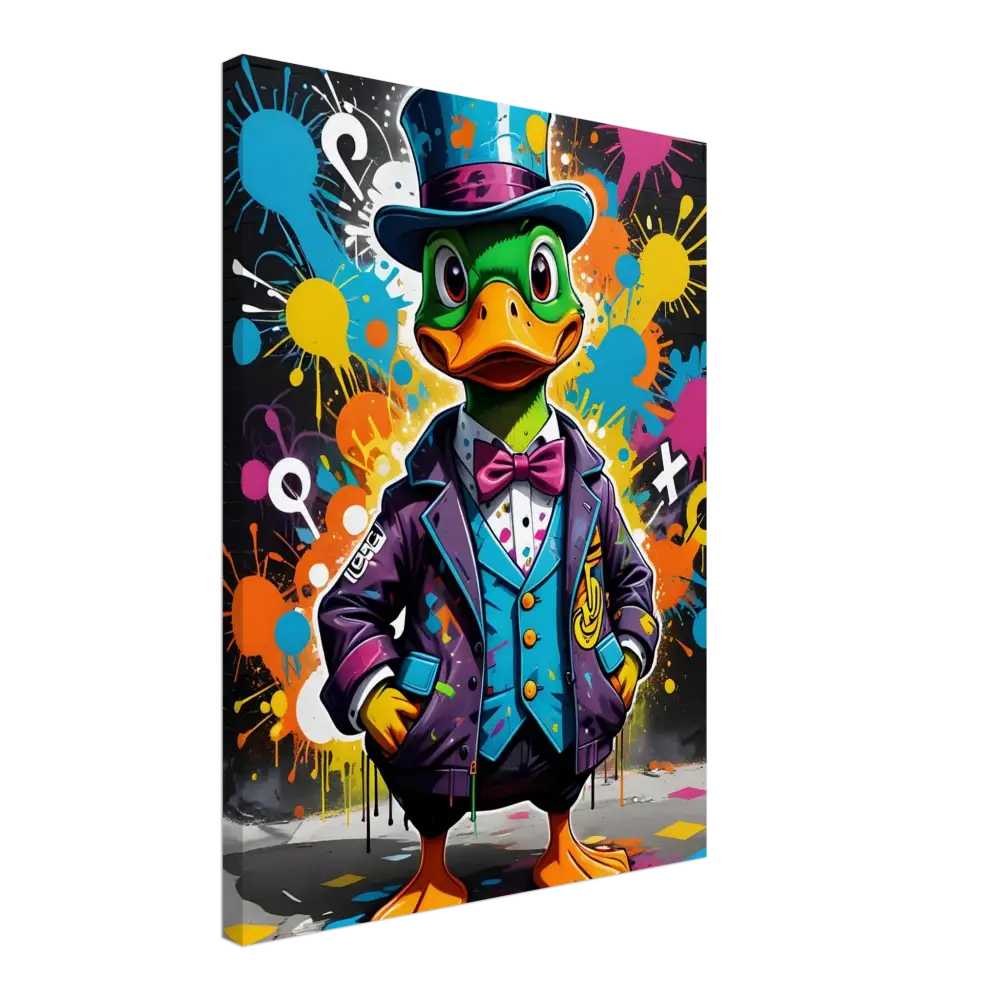 Cartoon Duck in a colorful suit and top hat from Canvas Gangster Duck Swagger PixiOnyx Urban Dreamscape
