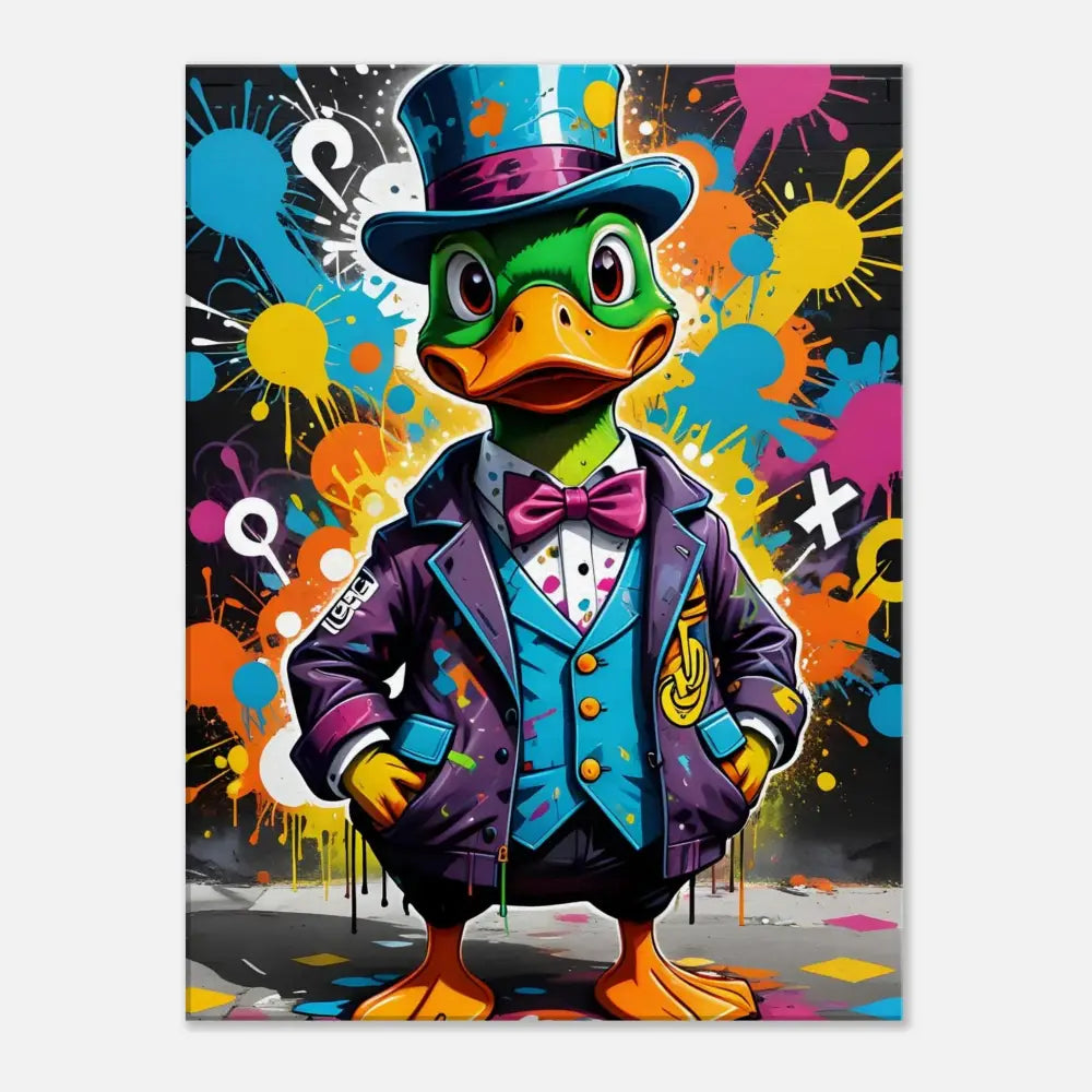 Cartoon duck in a suit and top hat from Canvas Gangster Duck Swagger PixiOnyx Urban Dreamscape