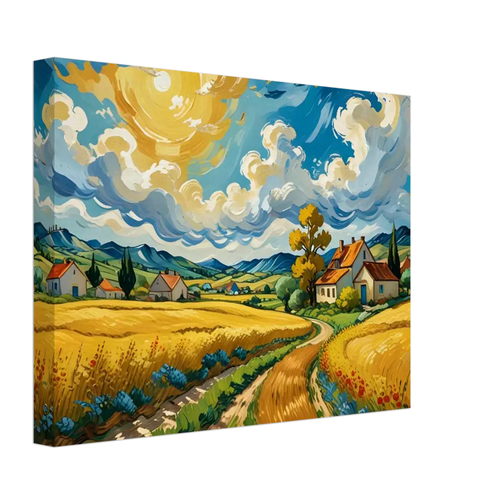 Impressionistic landscape painting on Canvas Golden Fields Reverie PixiOnyx Pastoral Dreamscape