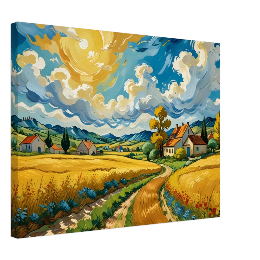 Impressionistic landscape painting on Canvas Golden Fields Reverie by PixiOnyx Pastoral Dreamscape