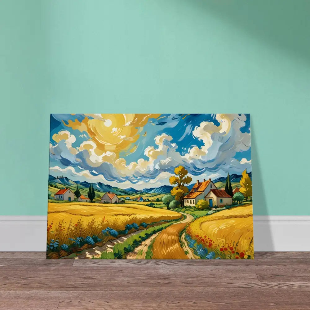 Impressionistic landscape painting on Canvas Golden Fields Reverie PixiOnyx Pastoral Dreamscape