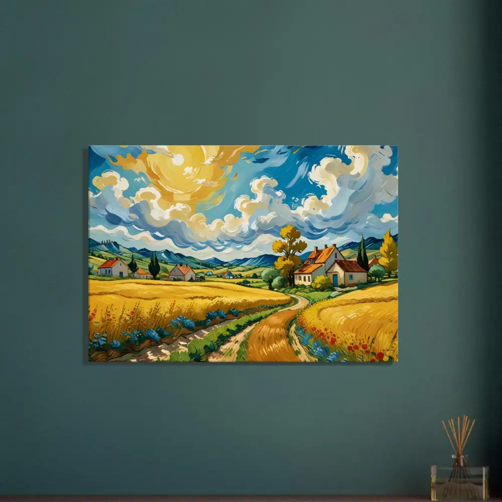 Impressionistic landscape painting on Canvas Golden Fields Reverie by PixiOnyx Pastoral Dreamscape